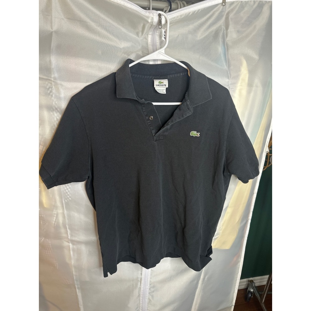 Lacoste Mens Black Short Sleeve Pique Cotton Polo Shirt Size 5 Large